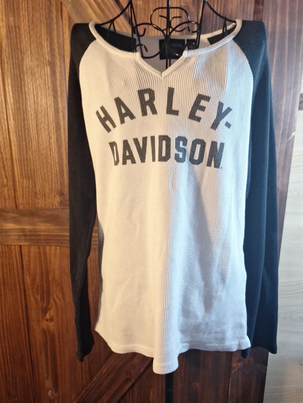 Harley-Davidson White Front Black Sleeve Crewneck Sweatshirt
